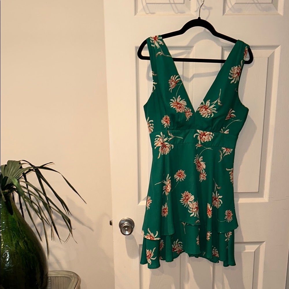Floral Green Sleeveless Dress